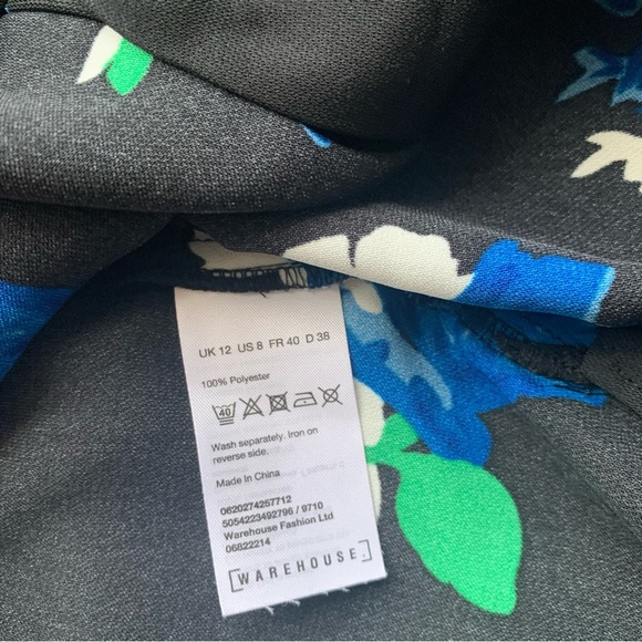 Warehouse Black Floral Shirt Blouse Top  Long Sleeve Button Down Pocket Sz UK 12 - Picture 9 of 13